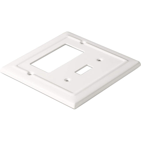 Architectural Combo Toggle / Rocker Light Switch Wall Plate - White